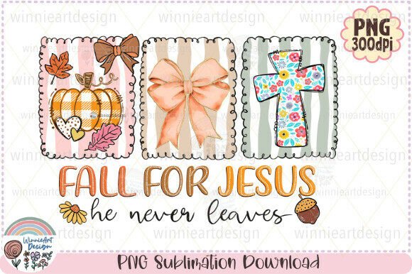 Preppy Fall for Jesus Christian Cross Graphics & T-Shirt Designs