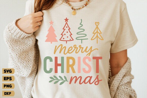 Retro Christian Merry Christmas Svg: Graphics & T-Shirt Designs