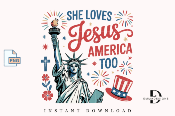 She Loves Jesus America Too PNG: T-Shirt Designs & Graphics Review
